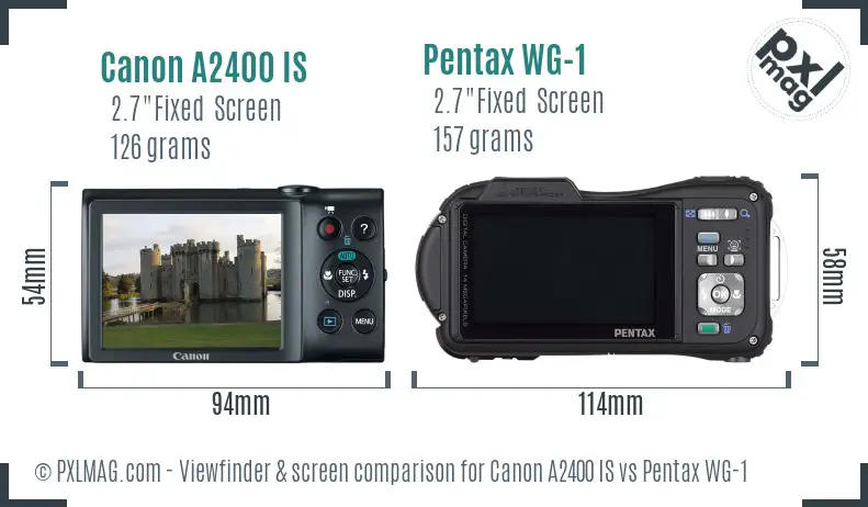 Canon A2400 IS vs Pentax WG-1 Screen and Viewfinder comparison
