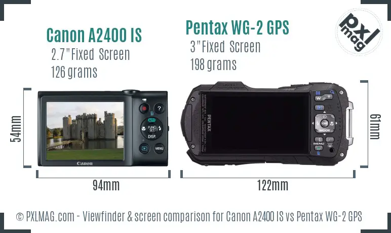 Canon A2400 IS vs Pentax WG-2 GPS Screen and Viewfinder comparison