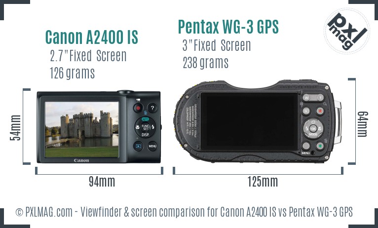 Canon A2400 IS vs Pentax WG-3 GPS Screen and Viewfinder comparison