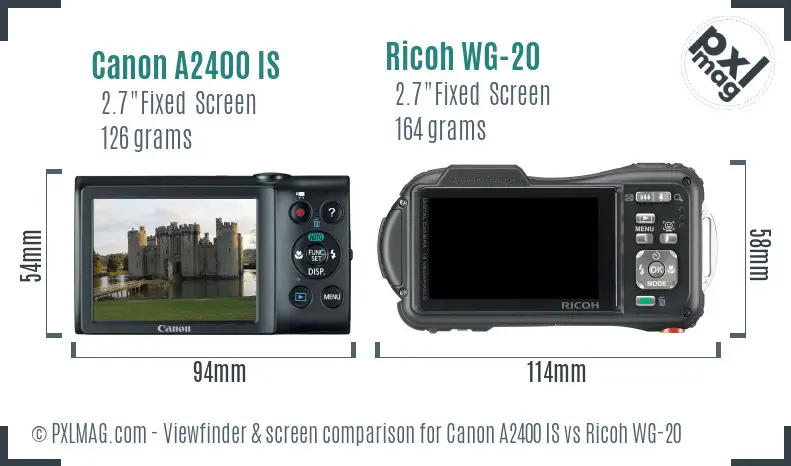 Canon A2400 IS vs Ricoh WG-20 Screen and Viewfinder comparison