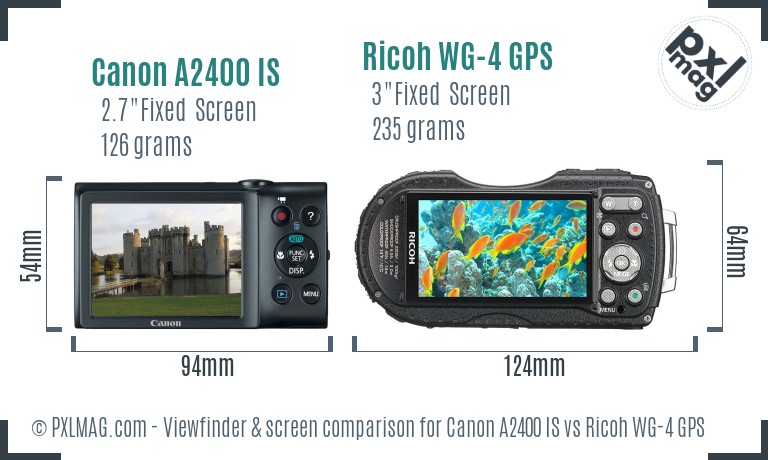 Canon A2400 IS vs Ricoh WG-4 GPS Screen and Viewfinder comparison