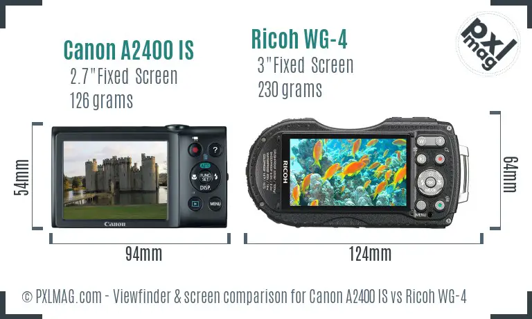 Canon A2400 IS vs Ricoh WG-4 Screen and Viewfinder comparison