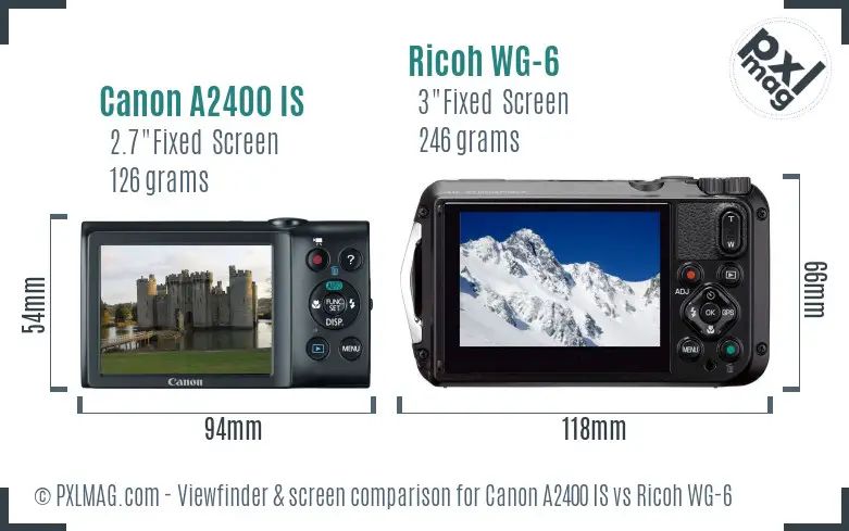 Canon A2400 IS vs Ricoh WG-6 Screen and Viewfinder comparison
