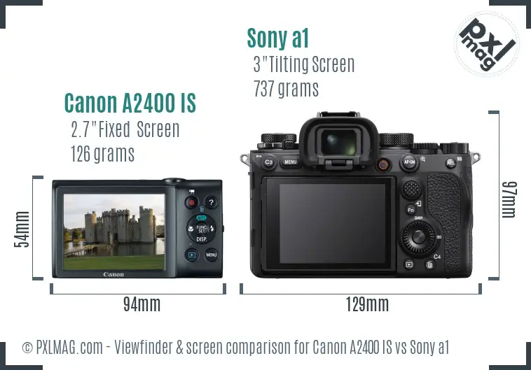 Canon A2400 IS vs Sony a1 Screen and Viewfinder comparison