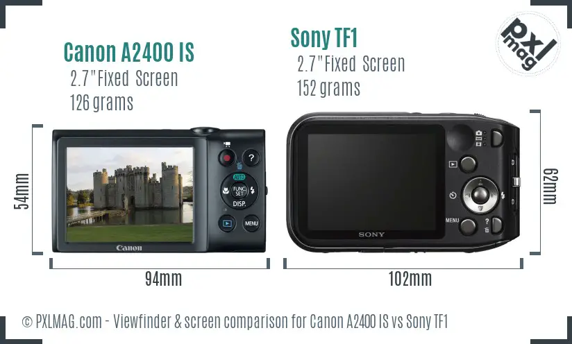 Canon A2400 IS vs Sony TF1 Screen and Viewfinder comparison