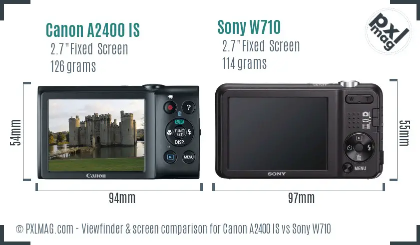 Canon A2400 IS vs Sony W710 Screen and Viewfinder comparison Canon A2400 IS vs Sony W710 Screen and Viewfinder comparison