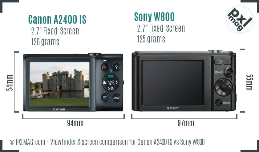 Canon A2400 IS vs Sony W800 Screen and Viewfinder comparison Canon A2400 IS vs Sony W800 Screen and Viewfinder comparison