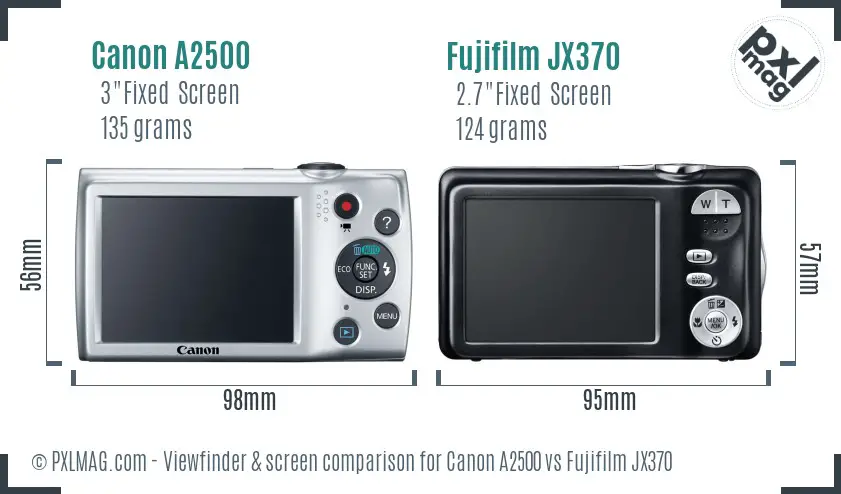 Canon A2500 vs Fujifilm JX370 Screen and Viewfinder comparison