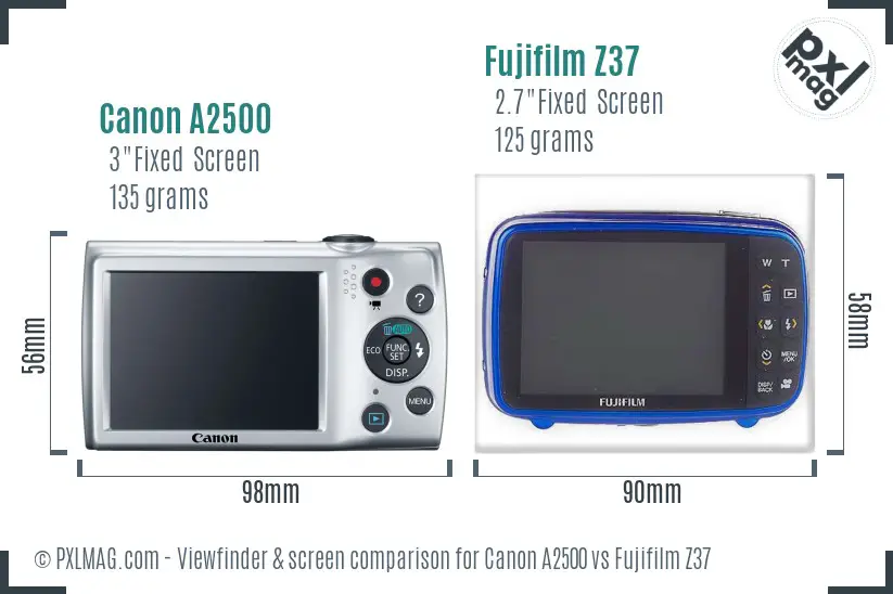Canon A2500 vs Fujifilm Z37 Screen and Viewfinder comparison Canon A2500 vs Fujifilm Z37 Screen and Viewfinder comparison