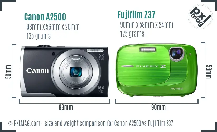 Canon A2500 vs Fujifilm Z37 size comparison Canon A2500 vs Fujifilm Z37 size comparison