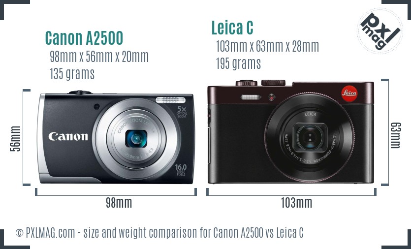 Canon A2500 vs Leica C size comparison Canon A2500 vs Leica C size comparison