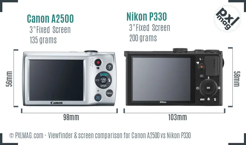 Canon A2500 vs Nikon P330 Screen and Viewfinder comparison Canon A2500 vs Nikon P330 Screen and Viewfinder comparison