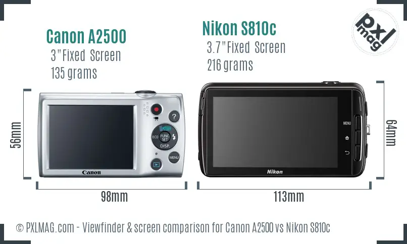 Canon A2500 vs Nikon S810c Screen and Viewfinder comparison Canon A2500 vs Nikon S810c Screen and Viewfinder comparison