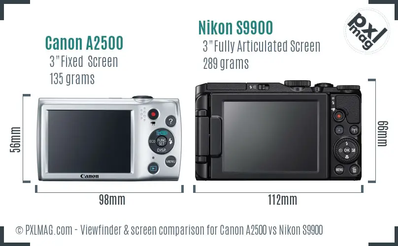 Canon A2500 vs Nikon S9900 Screen and Viewfinder comparison Canon A2500 vs Nikon S9900 Screen and Viewfinder comparison