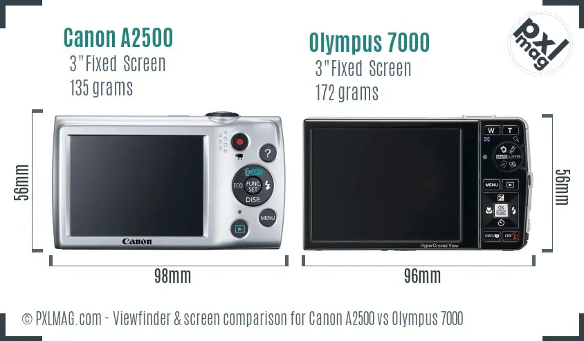 Canon A2500 vs Olympus 7000 Screen and Viewfinder comparison Canon A2500 vs Olympus 7000 Screen and Viewfinder comparison