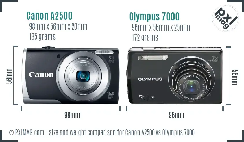Canon A2500 vs Olympus 7000 size comparison Canon A2500 vs Olympus 7000 size comparison