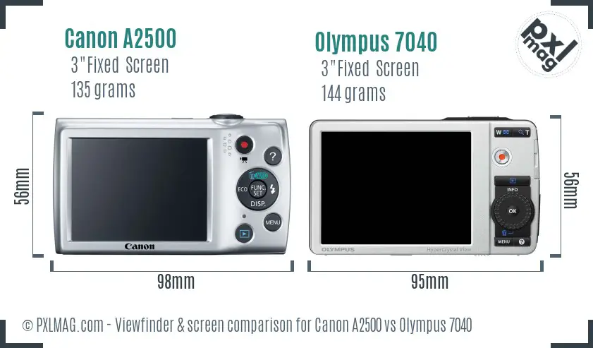 Canon A2500 vs Olympus 7040 Screen and Viewfinder comparison