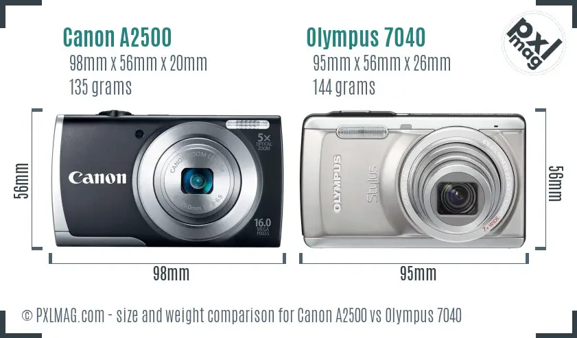 Canon A2500 vs Olympus 7040 size comparison