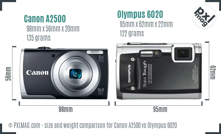 Canon A2500 vs Olympus 6020 size comparison