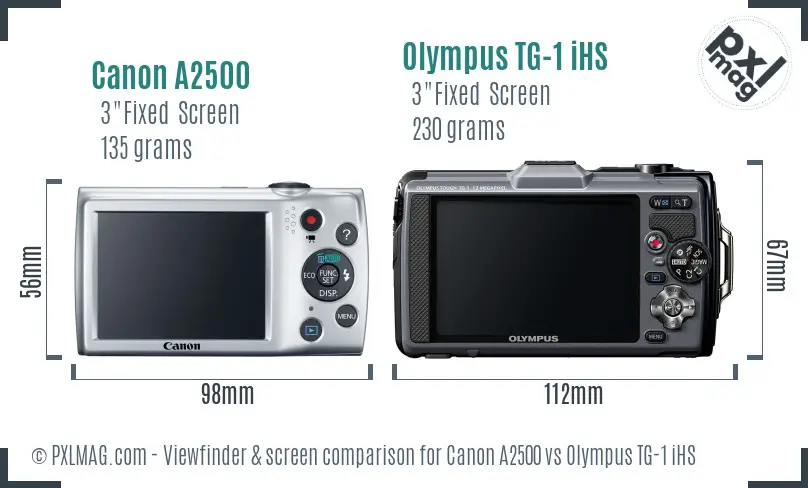 Canon A2500 vs Olympus TG-1 iHS Screen and Viewfinder comparison
