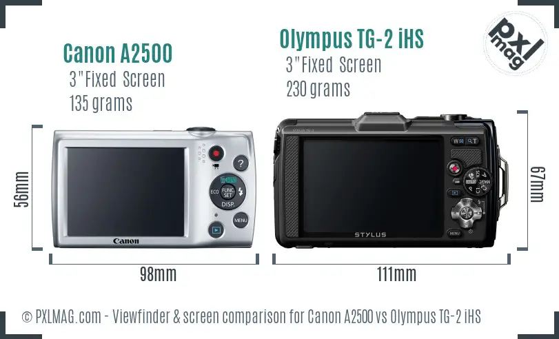 Canon A2500 vs Olympus TG-2 iHS Screen and Viewfinder comparison
