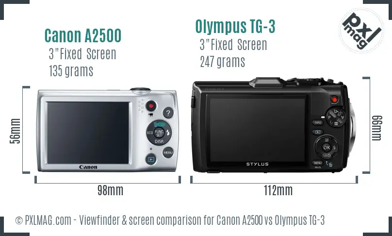 Canon A2500 vs Olympus TG-3 Screen and Viewfinder comparison Canon A2500 vs Olympus TG-3 Screen and Viewfinder comparison