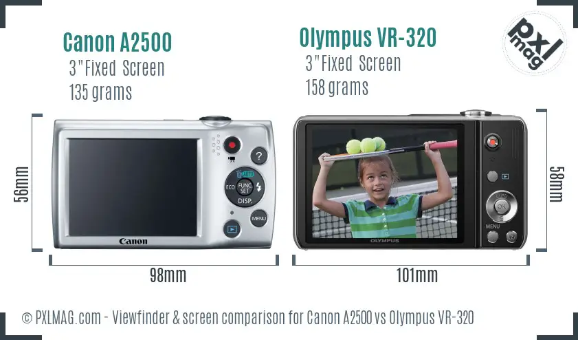 Canon A2500 vs Olympus VR-320 Screen and Viewfinder comparison Canon A2500 vs Olympus VR-320 Screen and Viewfinder comparison