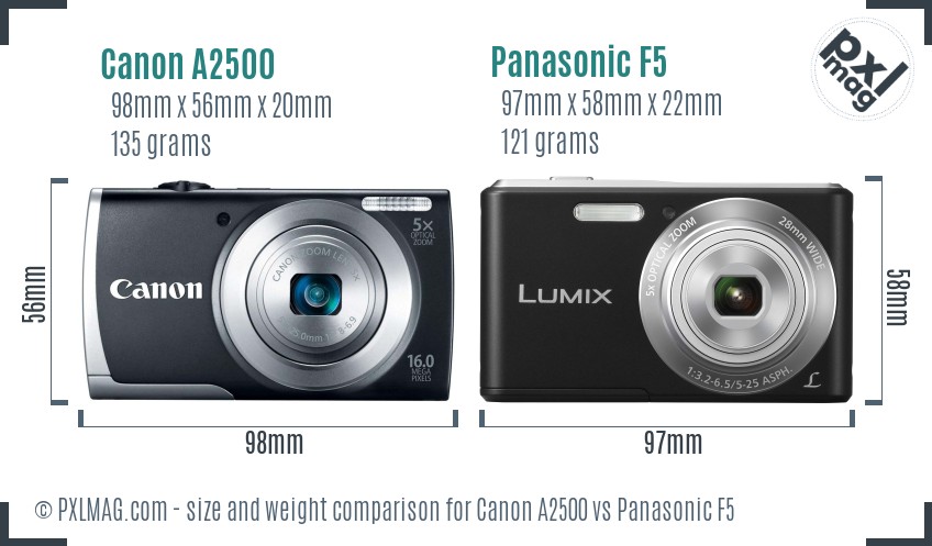 Canon A2500 vs Panasonic F5 size comparison Canon A2500 vs Panasonic F5 size comparison