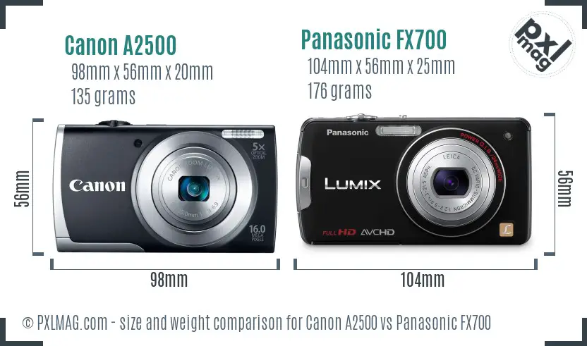 Canon A2500 vs Panasonic FX700 size comparison Canon A2500 vs Panasonic FX700 size comparison