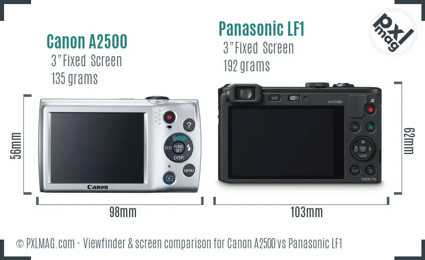 Canon A2500 vs Panasonic LF1 Screen and Viewfinder comparison