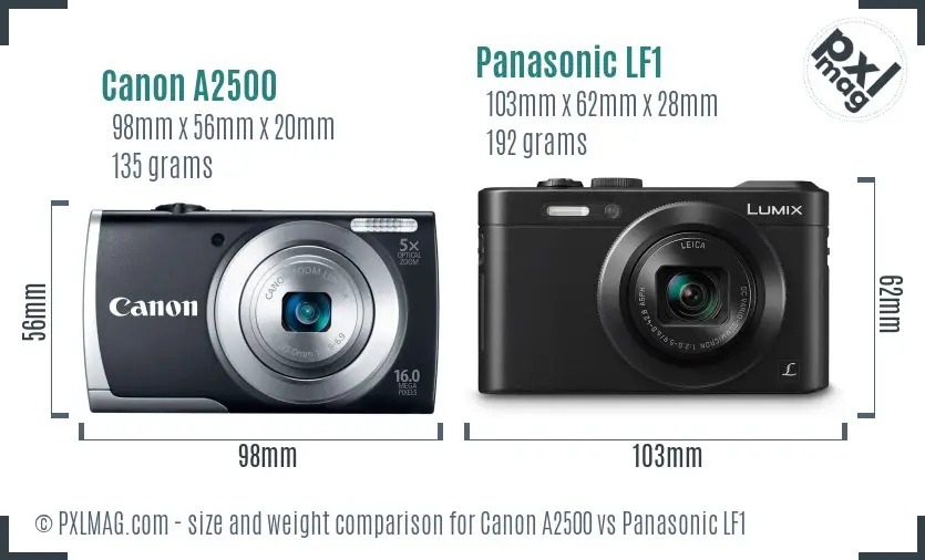 Canon A2500 vs Panasonic LF1 size comparison