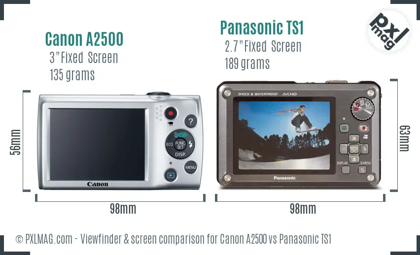 Canon A2500 vs Panasonic TS1 Screen and Viewfinder comparison Canon A2500 vs Panasonic TS1 Screen and Viewfinder comparison