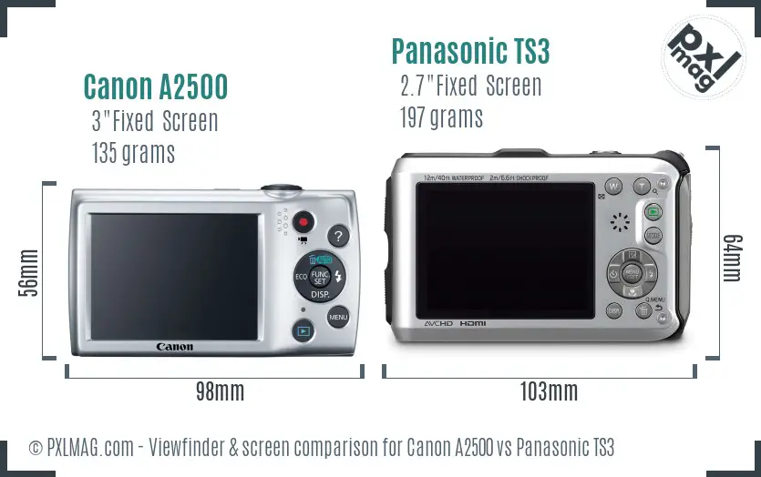 Canon A2500 vs Panasonic TS3 Screen and Viewfinder comparison Canon A2500 vs Panasonic TS3 Screen and Viewfinder comparison