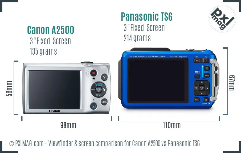 Canon A2500 vs Panasonic TS6 Screen and Viewfinder comparison Canon A2500 vs Panasonic TS6 Screen and Viewfinder comparison