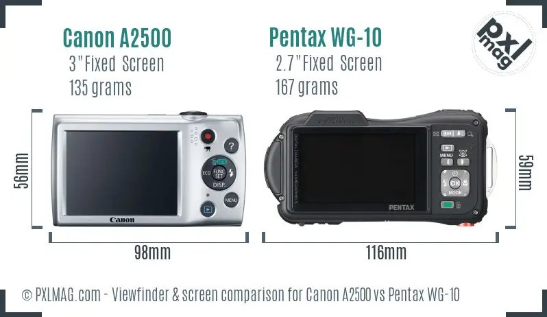 Canon A2500 vs Pentax WG-10 Screen and Viewfinder comparison Canon A2500 vs Pentax WG-10 Screen and Viewfinder comparison