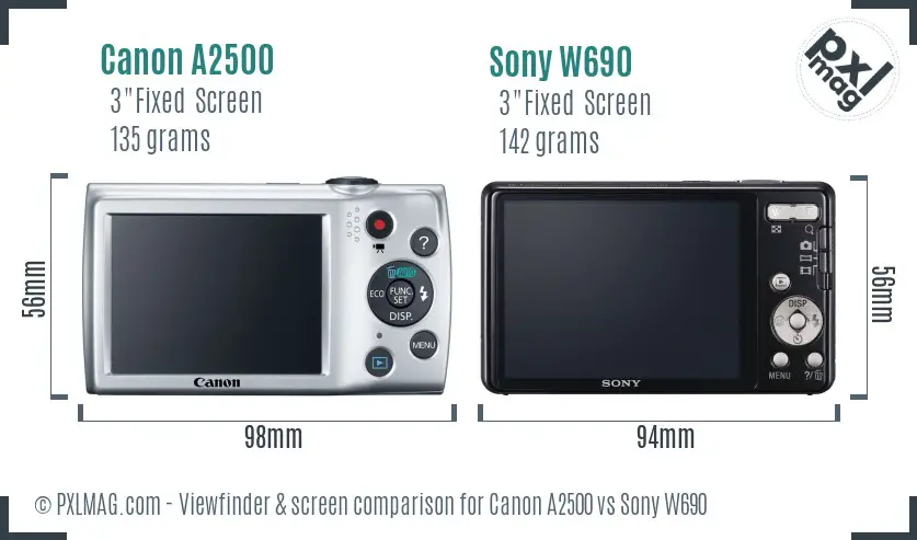 Canon A2500 vs Sony W690 Screen and Viewfinder comparison Canon A2500 vs Sony W690 Screen and Viewfinder comparison