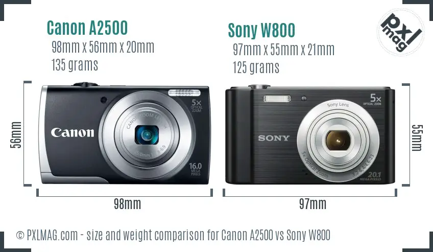 Canon A2500 vs Sony W800 size comparison Canon A2500 vs Sony W800 size comparison