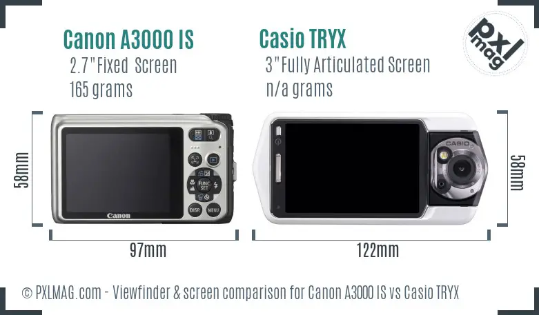 Canon A3000 IS vs Casio TRYX Screen and Viewfinder comparison
