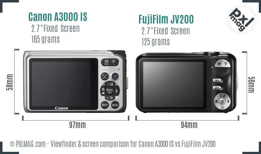 Canon A3000 IS vs FujiFilm JV200 Screen and Viewfinder comparison Canon A3000 IS vs FujiFilm JV200 Screen and Viewfinder comparison