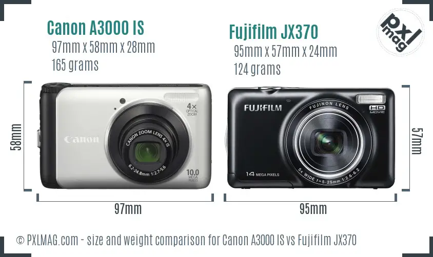 Canon A3000 IS vs Fujifilm JX370 size comparison