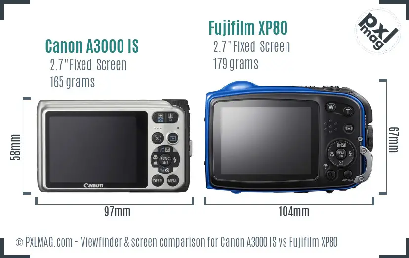 Canon A3000 IS vs Fujifilm XP80 Screen and Viewfinder comparison Canon A3000 IS vs Fujifilm XP80 Screen and Viewfinder comparison