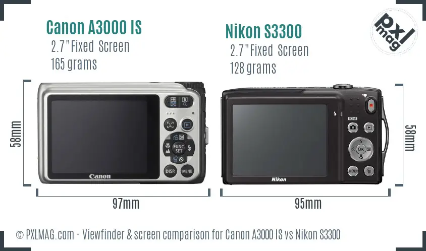 Canon A3000 IS vs Nikon S3300 Screen and Viewfinder comparison Canon A3000 IS vs Nikon S3300 Screen and Viewfinder comparison