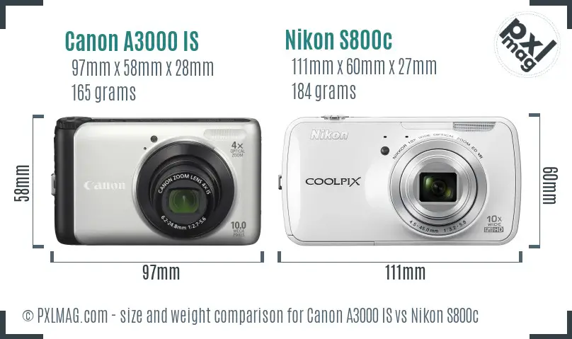 Canon A3000 IS vs Nikon S800c size comparison Canon A3000 IS vs Nikon S800c size comparison