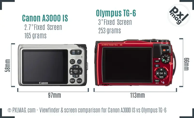 Canon A3000 IS vs Olympus TG-6 Screen and Viewfinder comparison Canon A3000 IS vs Olympus TG-6 Screen and Viewfinder comparison