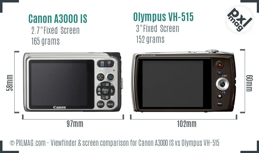 Canon A3000 IS vs Olympus VH-515 Screen and Viewfinder comparison Canon A3000 IS vs Olympus VH-515 Screen and Viewfinder comparison