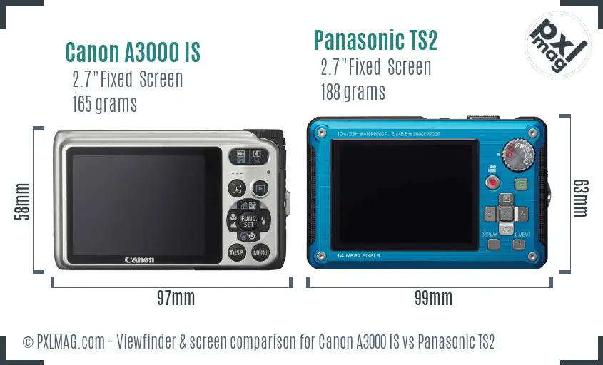 Canon A3000 IS vs Panasonic TS2 Screen and Viewfinder comparison Canon A3000 IS vs Panasonic TS2 Screen and Viewfinder comparison