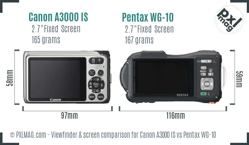 Canon A3000 IS vs Pentax WG-10 Screen and Viewfinder comparison Canon A3000 IS vs Pentax WG-10 Screen and Viewfinder comparison