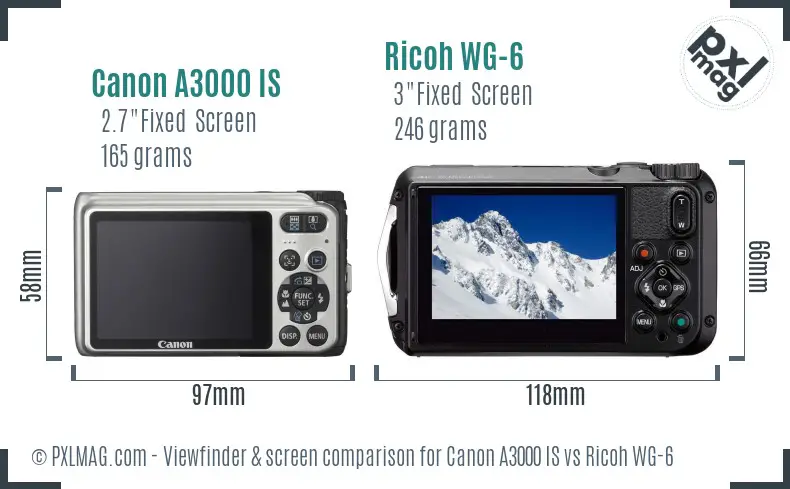 Canon A3000 IS vs Ricoh WG-6 Screen and Viewfinder comparison Canon A3000 IS vs Ricoh WG-6 Screen and Viewfinder comparison