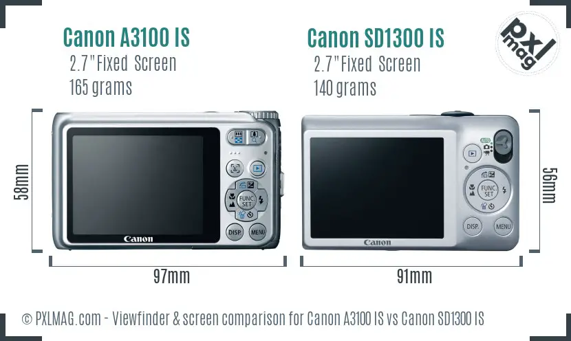 Canon A3100 IS vs Canon SD1300 IS Screen and Viewfinder comparison Canon A3100 IS vs Canon SD1300 IS Screen and Viewfinder comparison