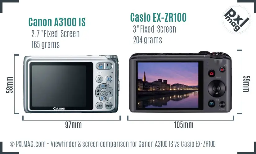 Canon A3100 IS vs Casio EX-ZR100 Screen and Viewfinder comparison Canon A3100 IS vs Casio EX-ZR100 Screen and Viewfinder comparison